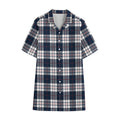 Blue White And Red Tartan Pattern Print Cotton Hawaiian Shirt