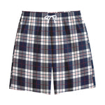 Blue White And Red Tartan Pattern Print Cotton Shorts
