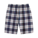 Blue White And Red Tartan Pattern Print Cotton Shorts