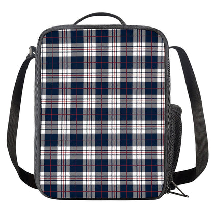 Blue White And Red Tartan Pattern Print Crossbody Lunch Bag