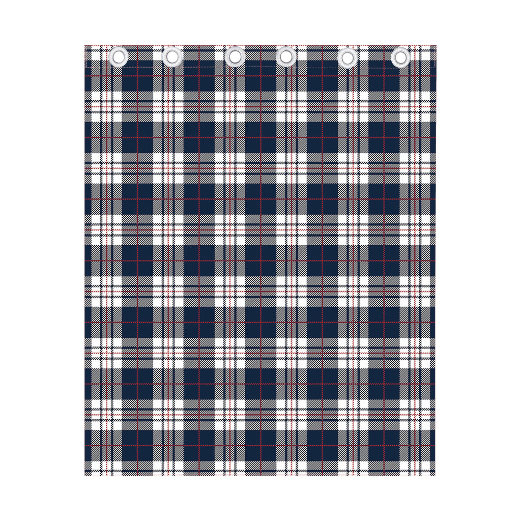 Blue White And Red Tartan Pattern Print Curtain