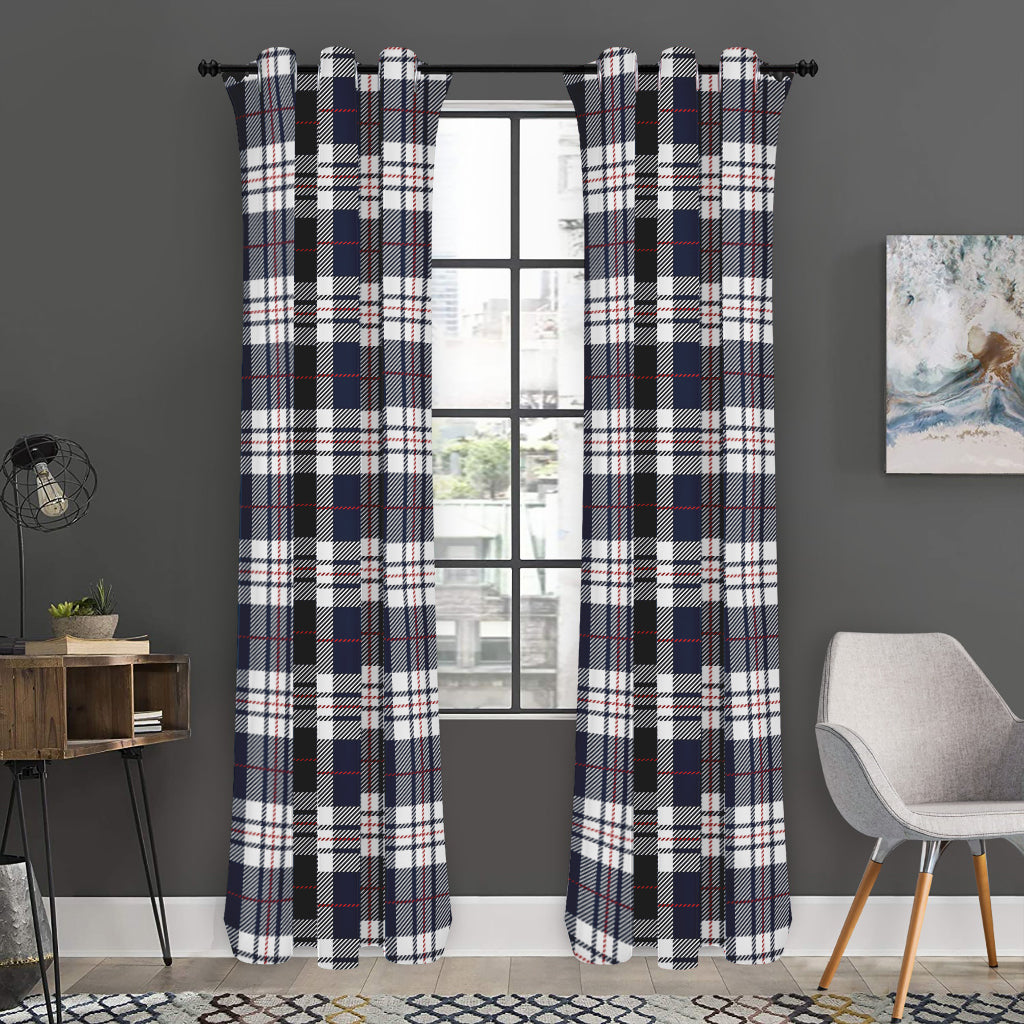 Blue White And Red Tartan Pattern Print Curtain