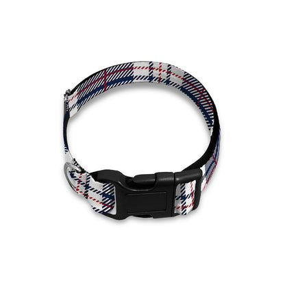 Blue White And Red Tartan Pattern Print Dog Collar