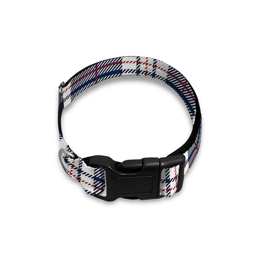 Blue White And Red Tartan Pattern Print Dog Collar