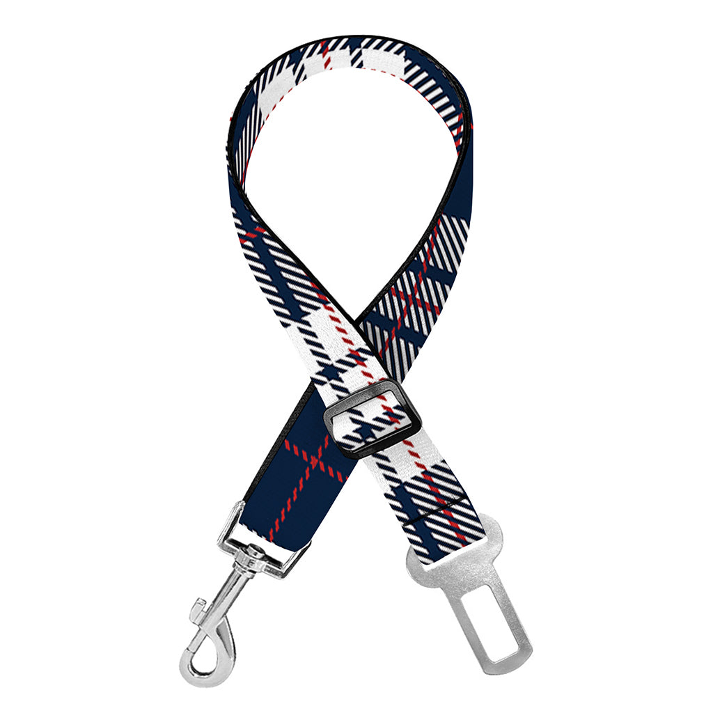 Blue White And Red Tartan Pattern Print Dog Seat Belt