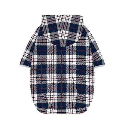 Blue White And Red Tartan Pattern Print Dog Zip Up Hoodie