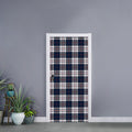 Blue White And Red Tartan Pattern Print Door Sticker