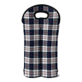 Blue White And Red Tartan Pattern Print Double Neoprene Wine Tote