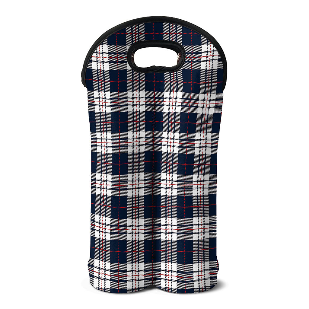 Blue White And Red Tartan Pattern Print Double Neoprene Wine Tote
