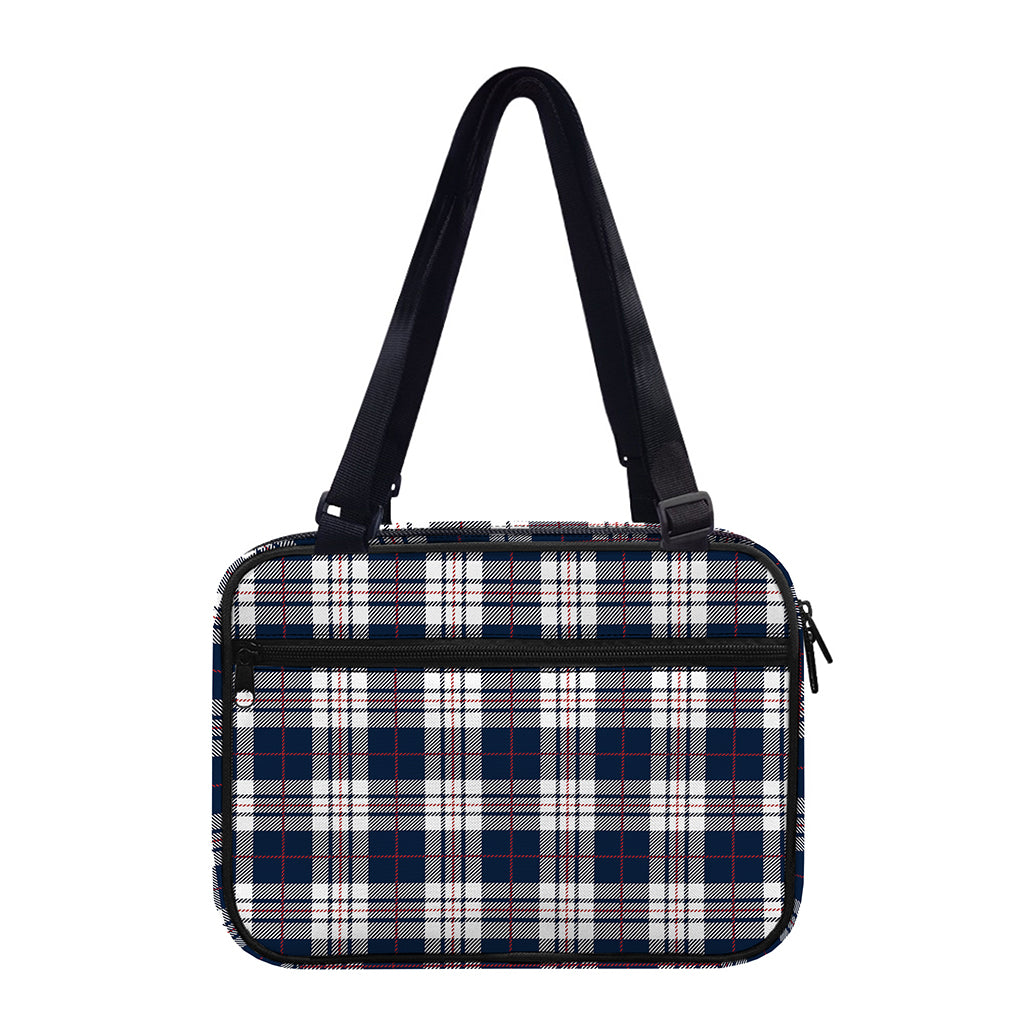 Blue White And Red Tartan Pattern Print Double Strap Bible Bag