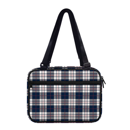 Blue White And Red Tartan Pattern Print Double Strap Bible Bag