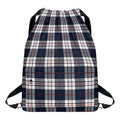 Blue White And Red Tartan Pattern Print Drawstring Backpack