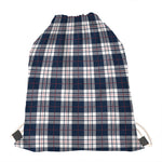 Blue White And Red Tartan Pattern Print Drawstring Bag