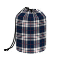 Blue White And Red Tartan Pattern Print Drawstring Makeup Bag