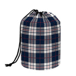 Blue White And Red Tartan Pattern Print Drawstring Makeup Bag