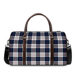 Blue White And Red Tartan Pattern Print Duffle Bag