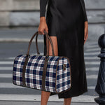 Blue White And Red Tartan Pattern Print Duffle Bag