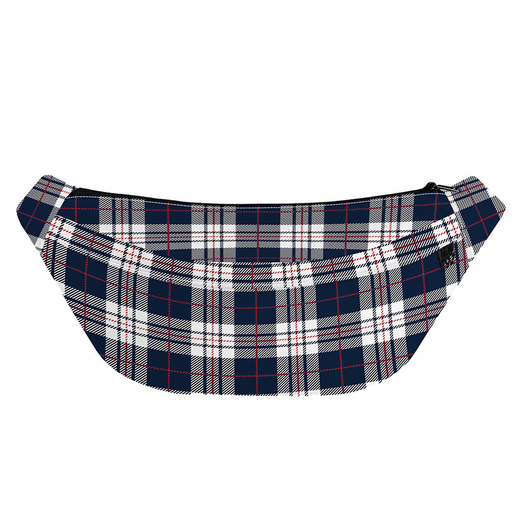 Blue White And Red Tartan Pattern Print Fanny Pack