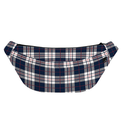 Blue White And Red Tartan Pattern Print Fanny Pack
