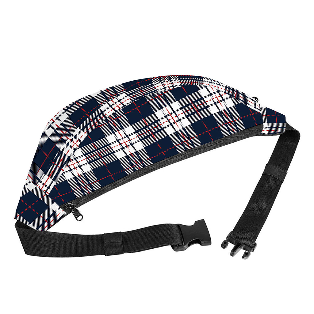 Blue White And Red Tartan Pattern Print Fanny Pack