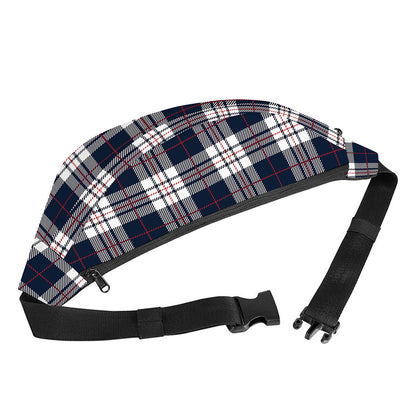 Blue White And Red Tartan Pattern Print Fanny Pack