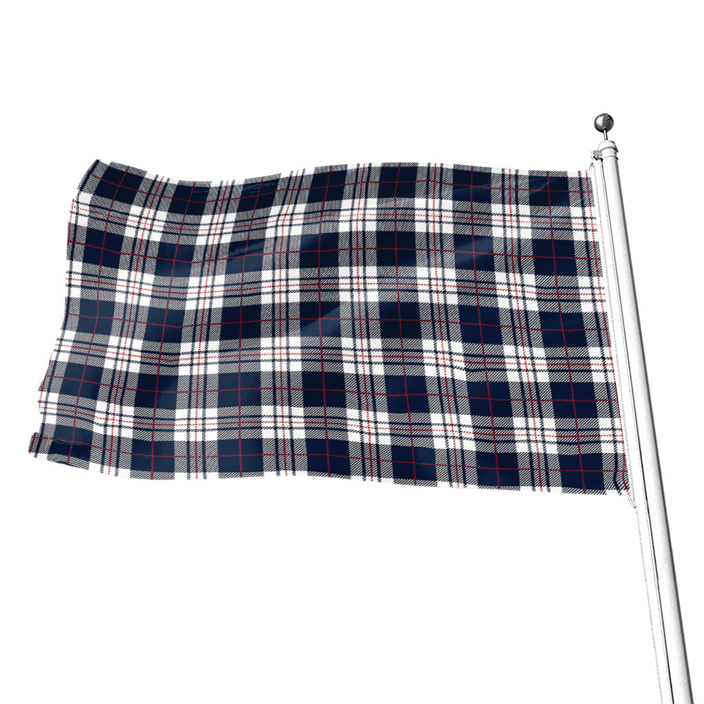 Blue White And Red Tartan Pattern Print Flag