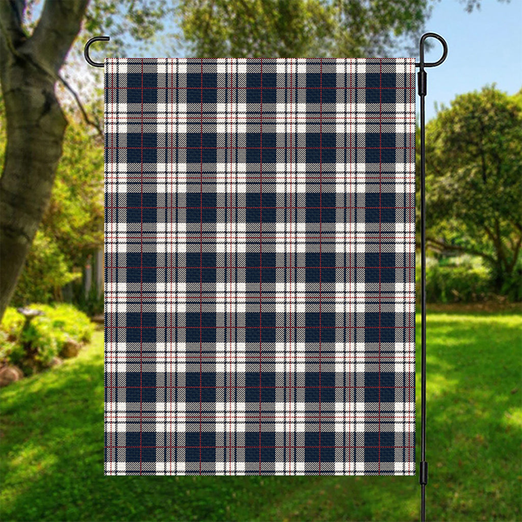 Blue White And Red Tartan Pattern Print Garden Flag