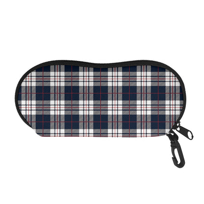 Blue White And Red Tartan Pattern Print Glasses Case