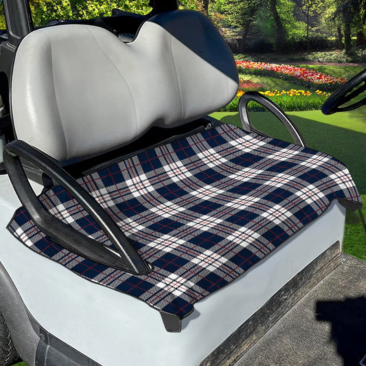 Blue White And Red Tartan Pattern Print Golf Cart Seat Cover
