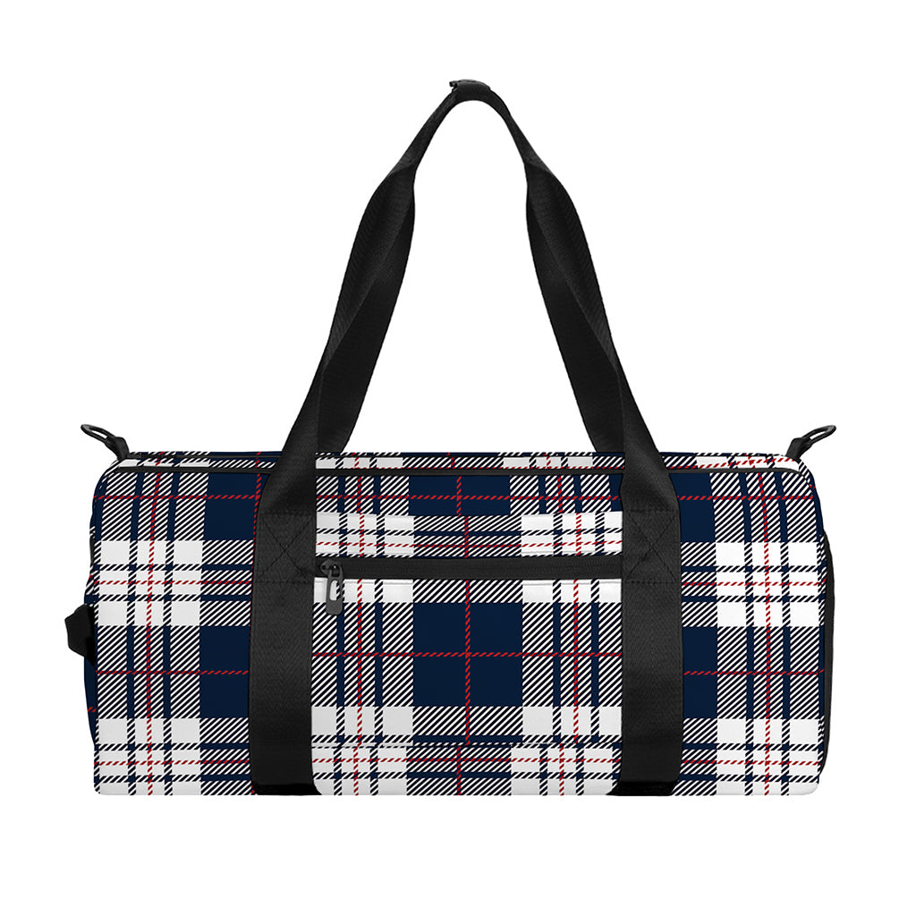 Blue White And Red Tartan Pattern Print Gym Bag
