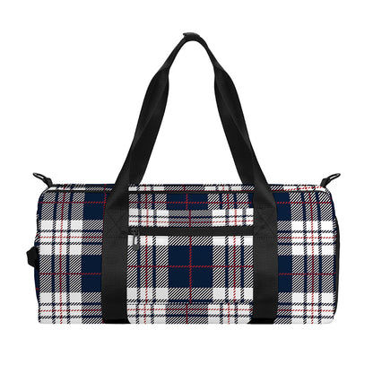 Blue White And Red Tartan Pattern Print Gym Bag