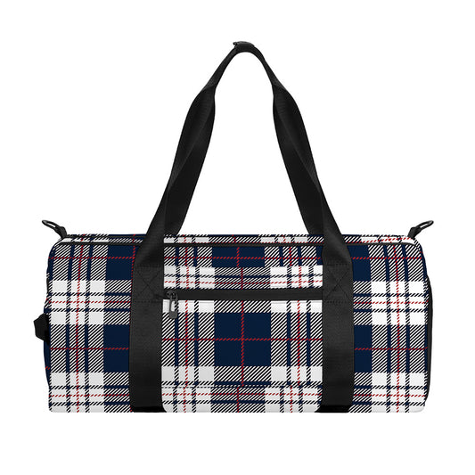 Blue White And Red Tartan Pattern Print Gym Bag