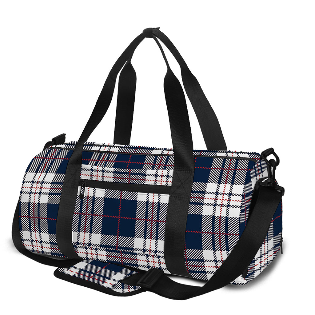 Blue White And Red Tartan Pattern Print Gym Bag