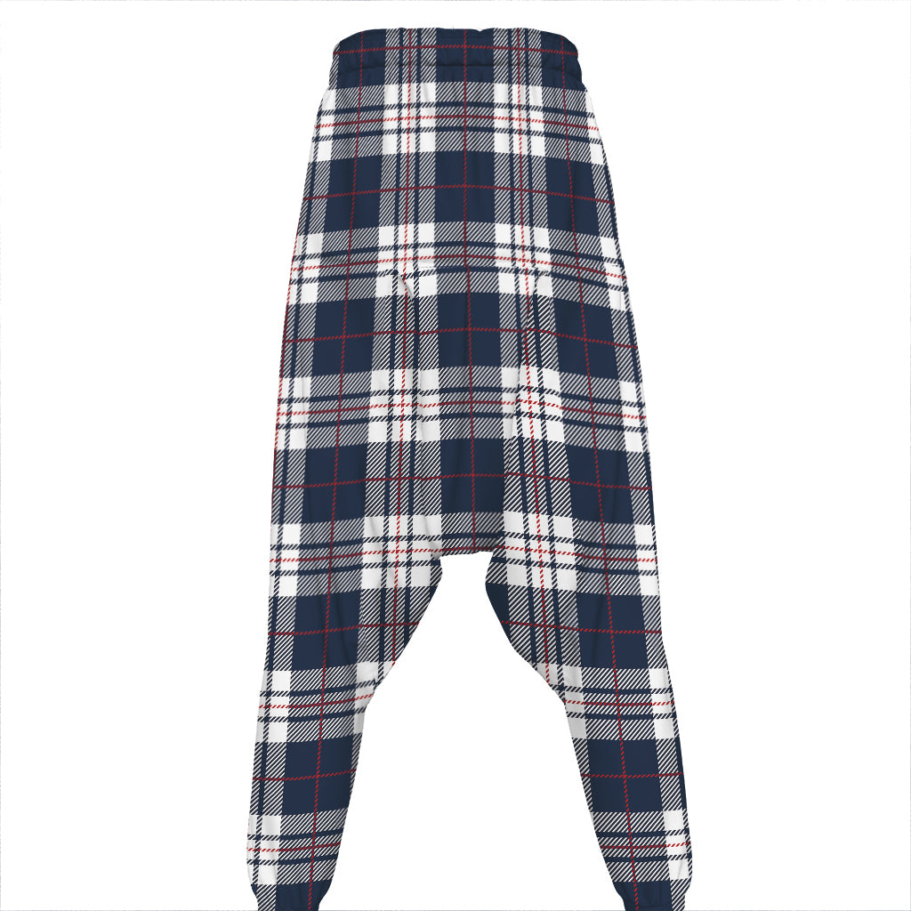 Blue White And Red Tartan Pattern Print Hammer Pants
