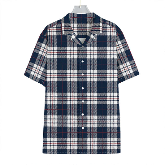 Blue White And Red Tartan Pattern Print Hawaiian Shirt