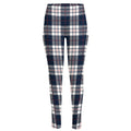 Blue White And Red Tartan Pattern Print High-Waisted Pocket Leggings