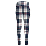 Blue White And Red Tartan Pattern Print High-Waisted Pocket Leggings