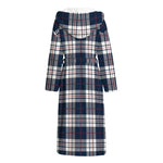 Blue White And Red Tartan Pattern Print Hooded Bathrobe