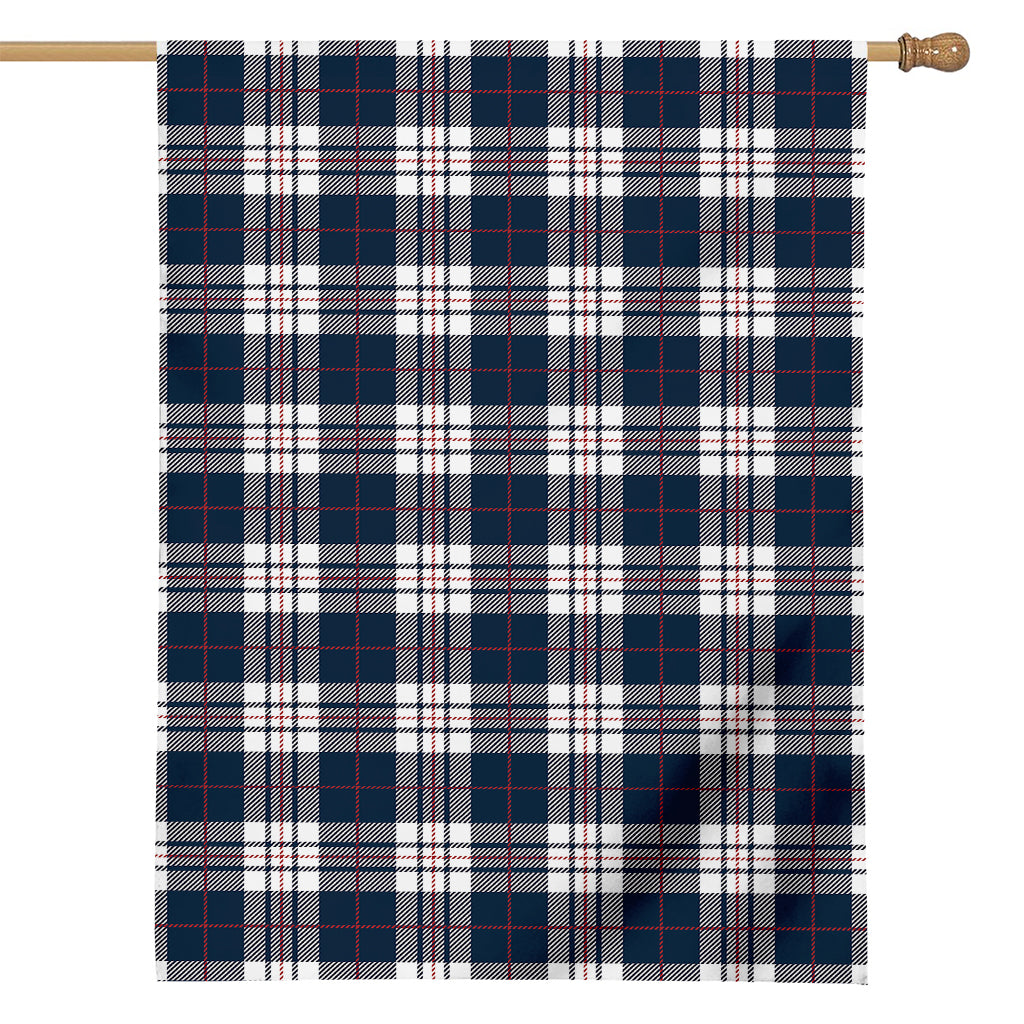 Blue White And Red Tartan Pattern Print House Flag