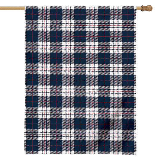 Blue White And Red Tartan Pattern Print House Flag