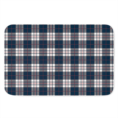 Blue White And Red Tartan Pattern Print Indoor Door Mat