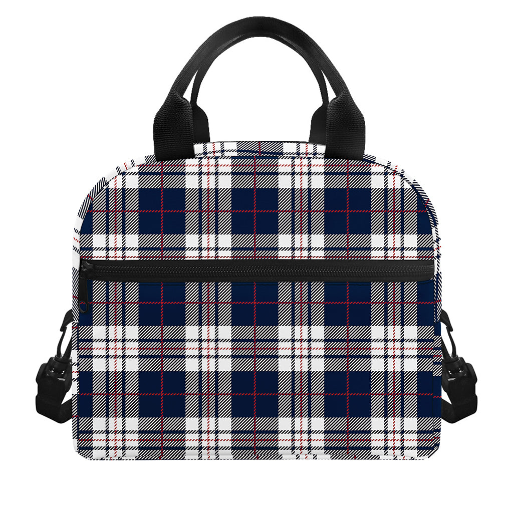 Blue White And Red Tartan Pattern Print Insulated Lunch Bag