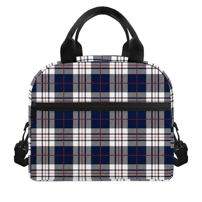 Blue White And Red Tartan Pattern Print Insulated Lunch Bag