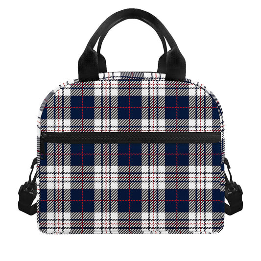 Blue White And Red Tartan Pattern Print Insulated Lunch Bag