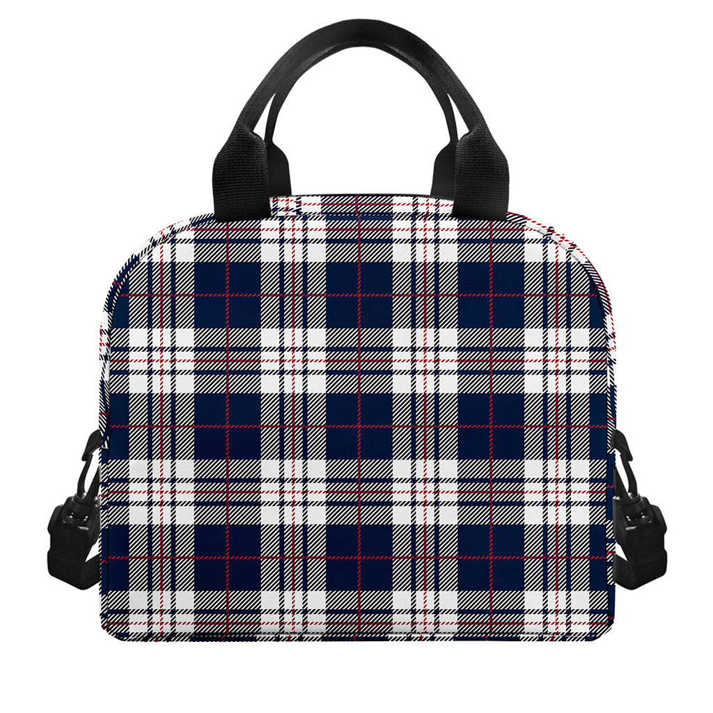 Blue White And Red Tartan Pattern Print Insulated Lunch Bag