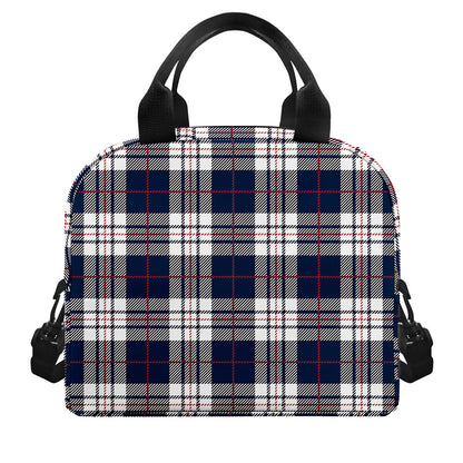 Blue White And Red Tartan Pattern Print Insulated Lunch Bag