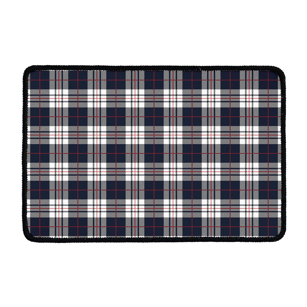 Blue White And Red Tartan Pattern Print Kitchen Mat