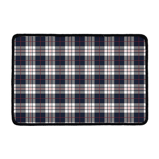 Blue White And Red Tartan Pattern Print Kitchen Mat