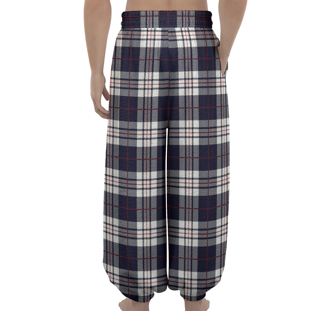 Blue White And Red Tartan Pattern Print Lantern Pants