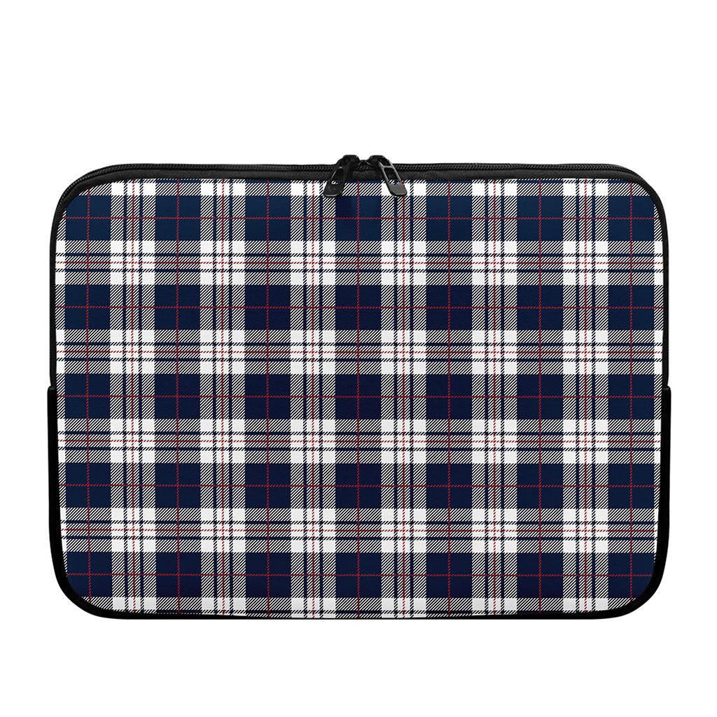 Blue White And Red Tartan Pattern Print Laptop Sleeve